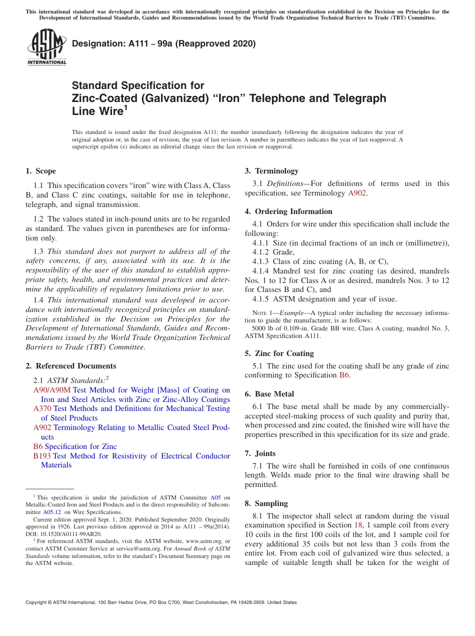 ASTM A111-99a(R2020).pdf_第1页