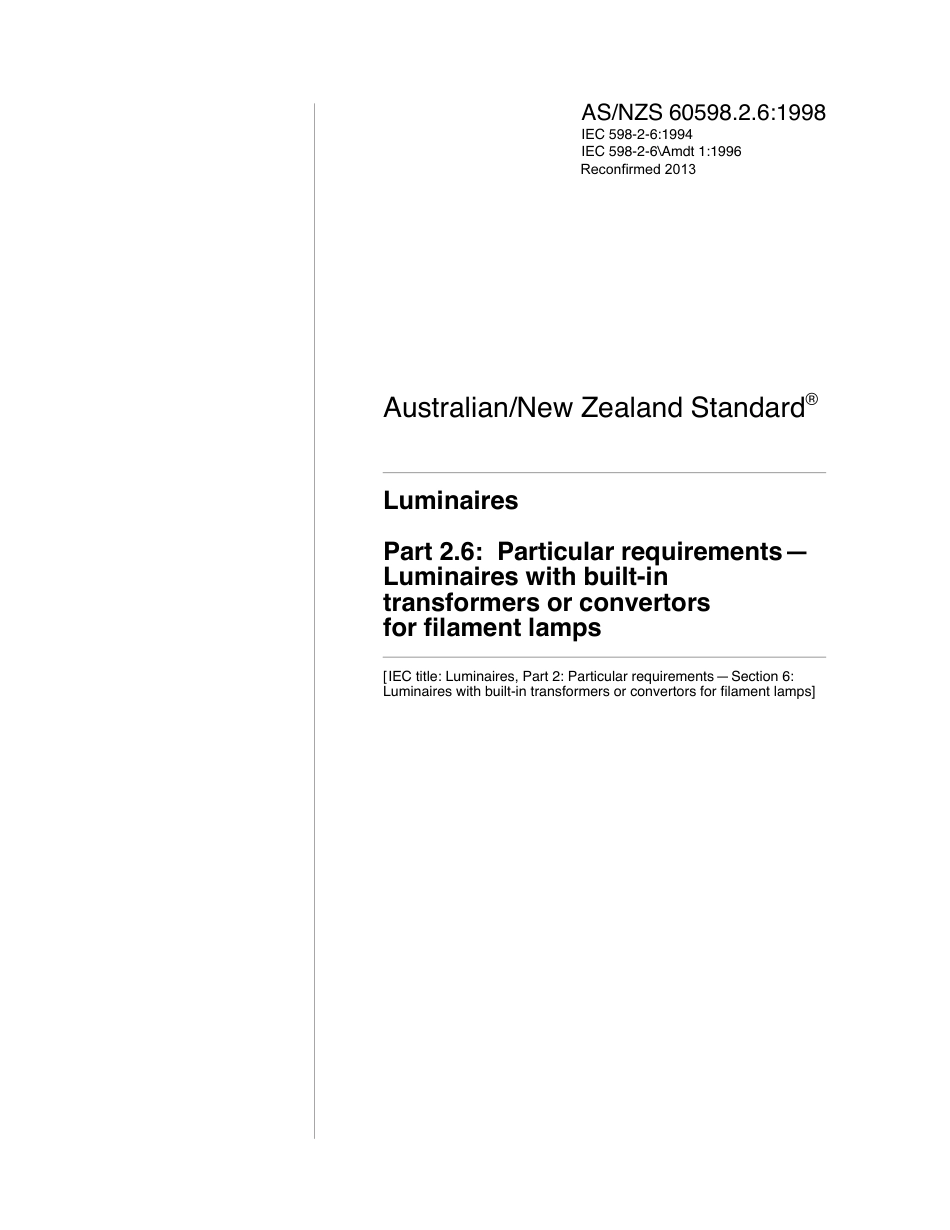 AS NZS 60598.2.6-1998 (2013)  IEC.pdf_第1页
