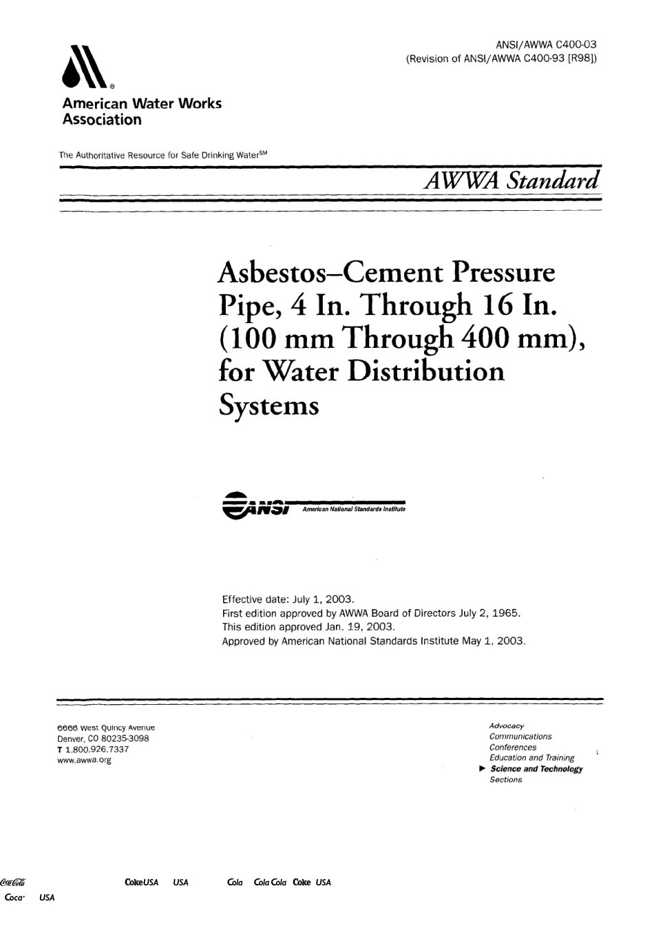 ANSI AWWA C400-03.pdf_第1页