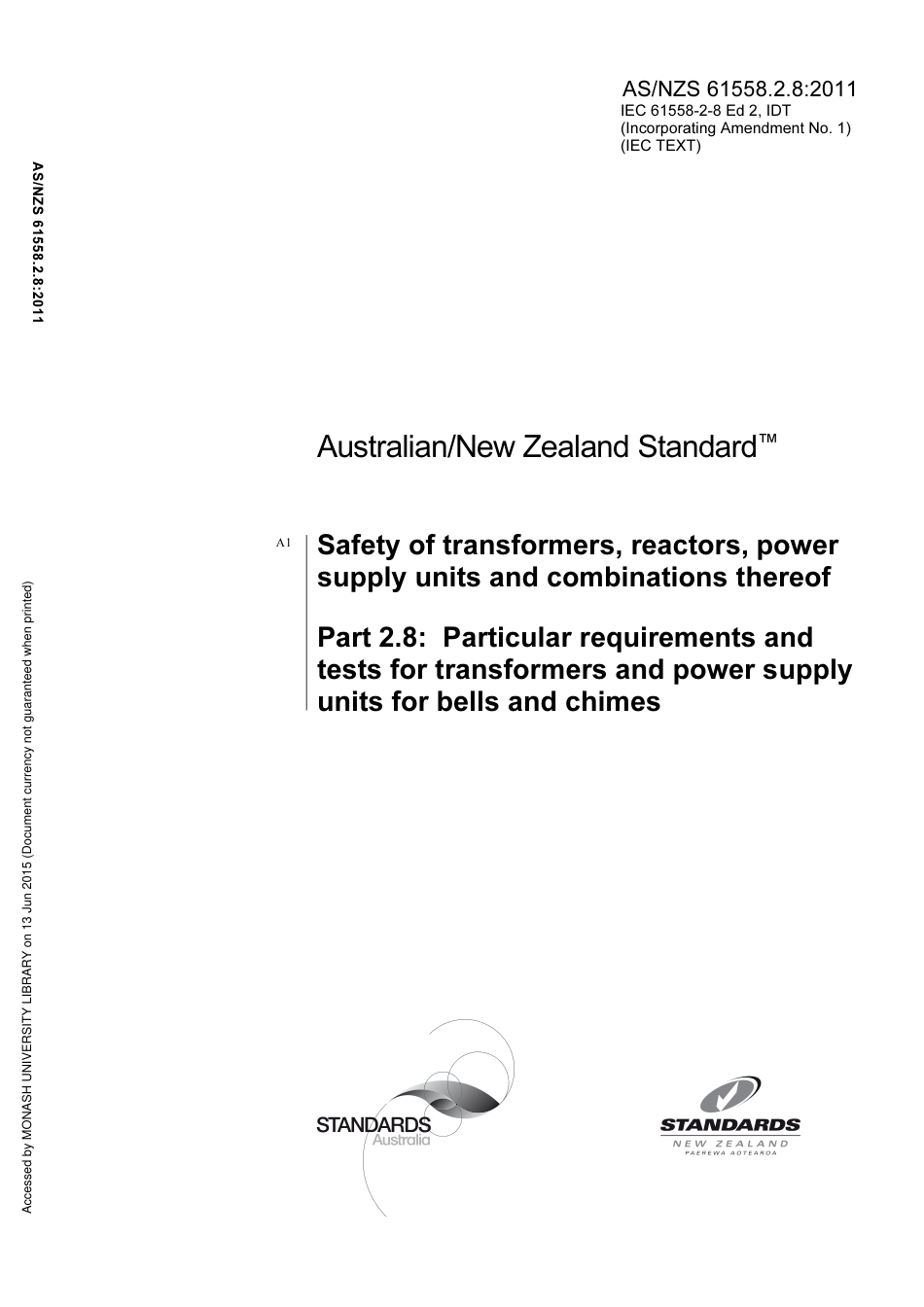 AS NZS 61558.2.8-2011 (2012).pdf_第1页