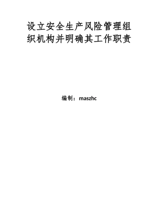 安全生产风险管理组织机构设立并明确其工作职责范文.docx