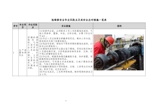 检维修安全作业风险点及其安全应对措施一览表2025版.docx
