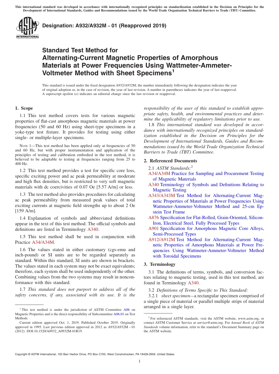 ASTM A932 - A 932M - 01 (2019).pdf_第1页