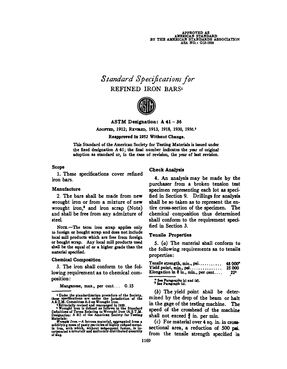 ASTM A41 - 36 (1952) scan.pdf_第1页