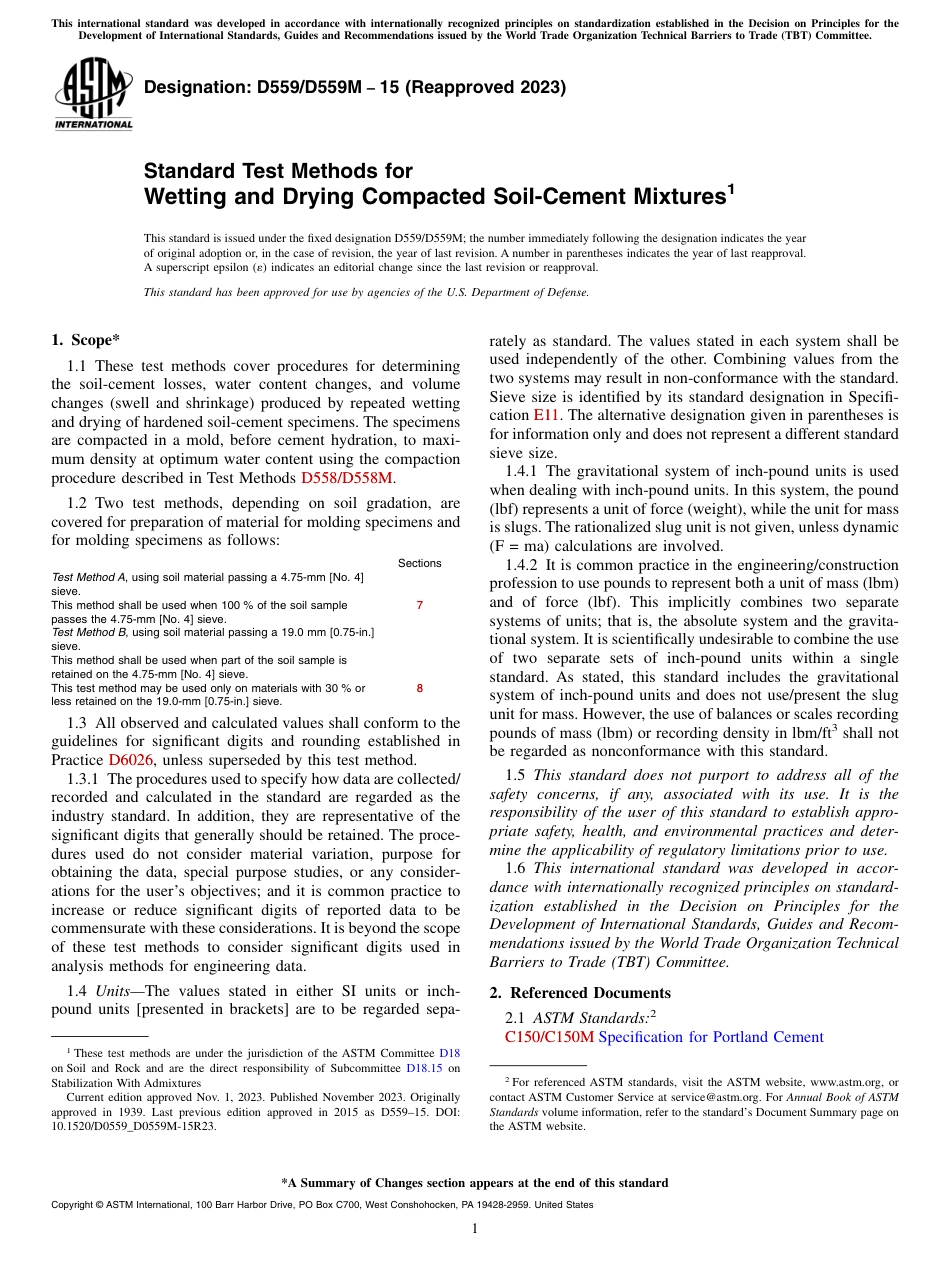 ASTM D559 - D 559M - 15 (2023).pdf_第1页