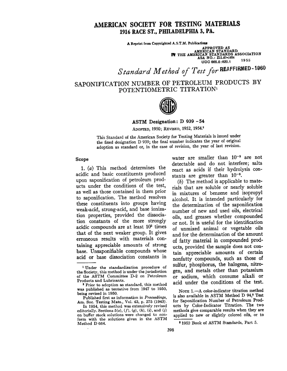 ASTM D939 - 54 (1960) scan.pdf_第1页