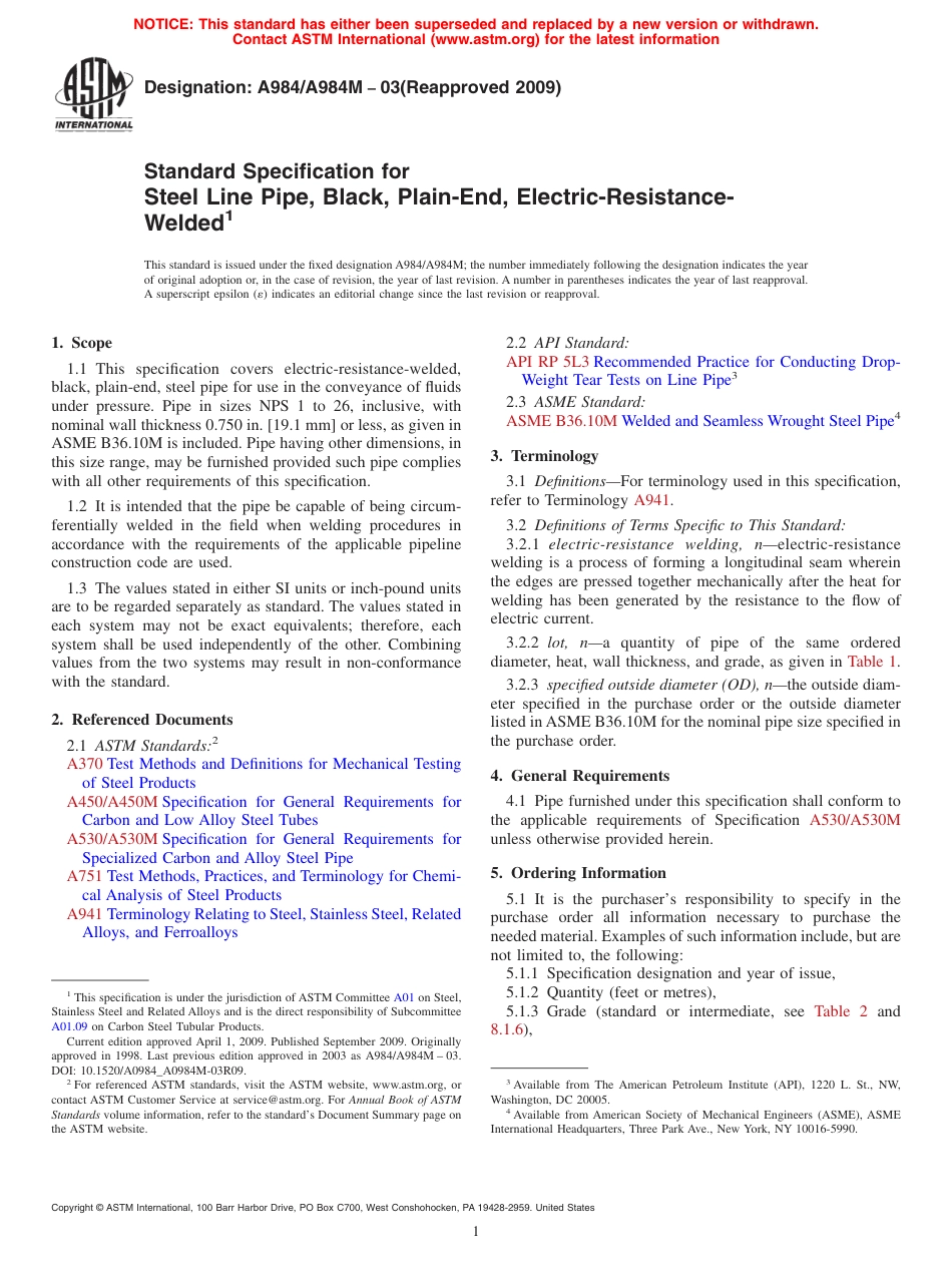 ASTM A984 - A 984M - 03 (2009).pdf_第1页