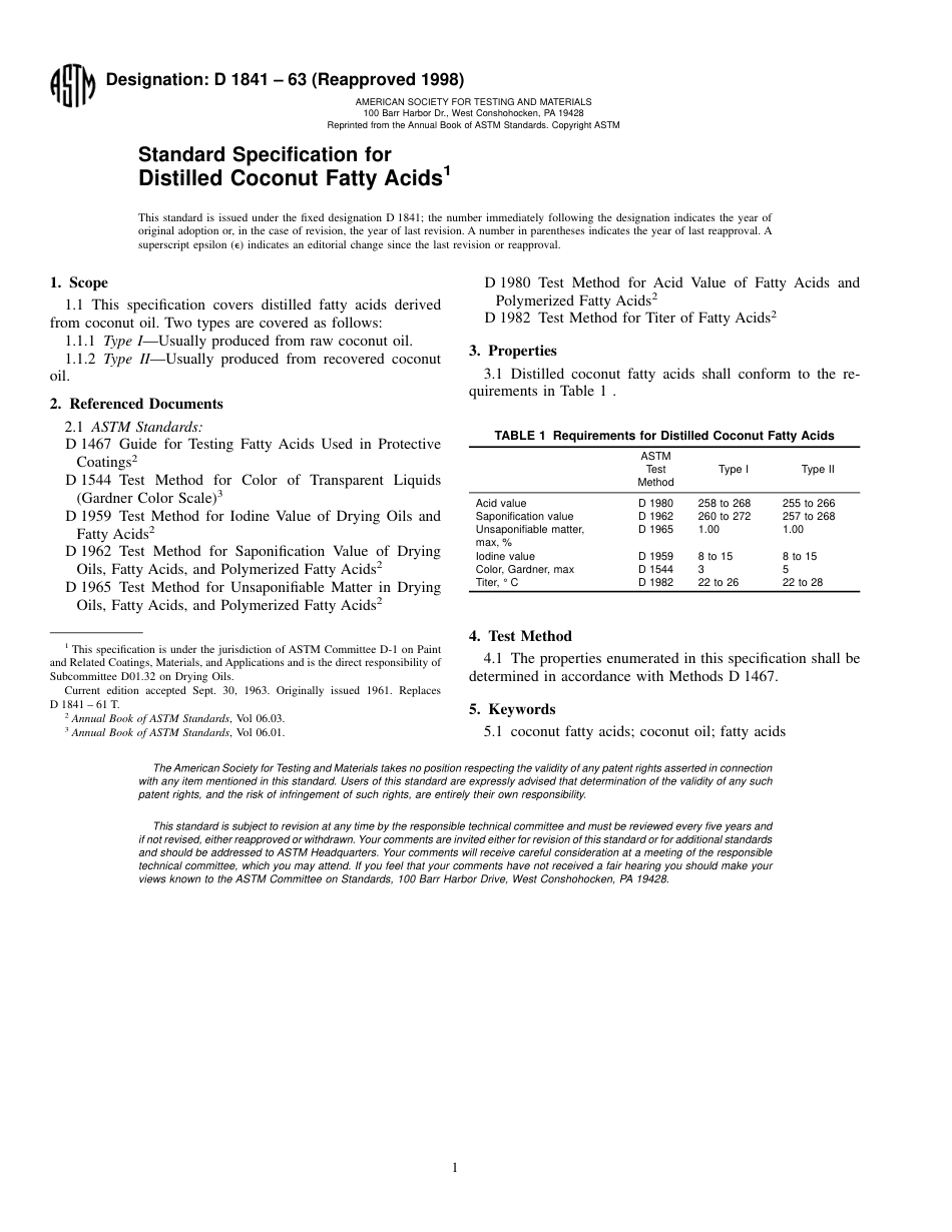 ASTM D1841 - 63 (1998).pdf_第1页