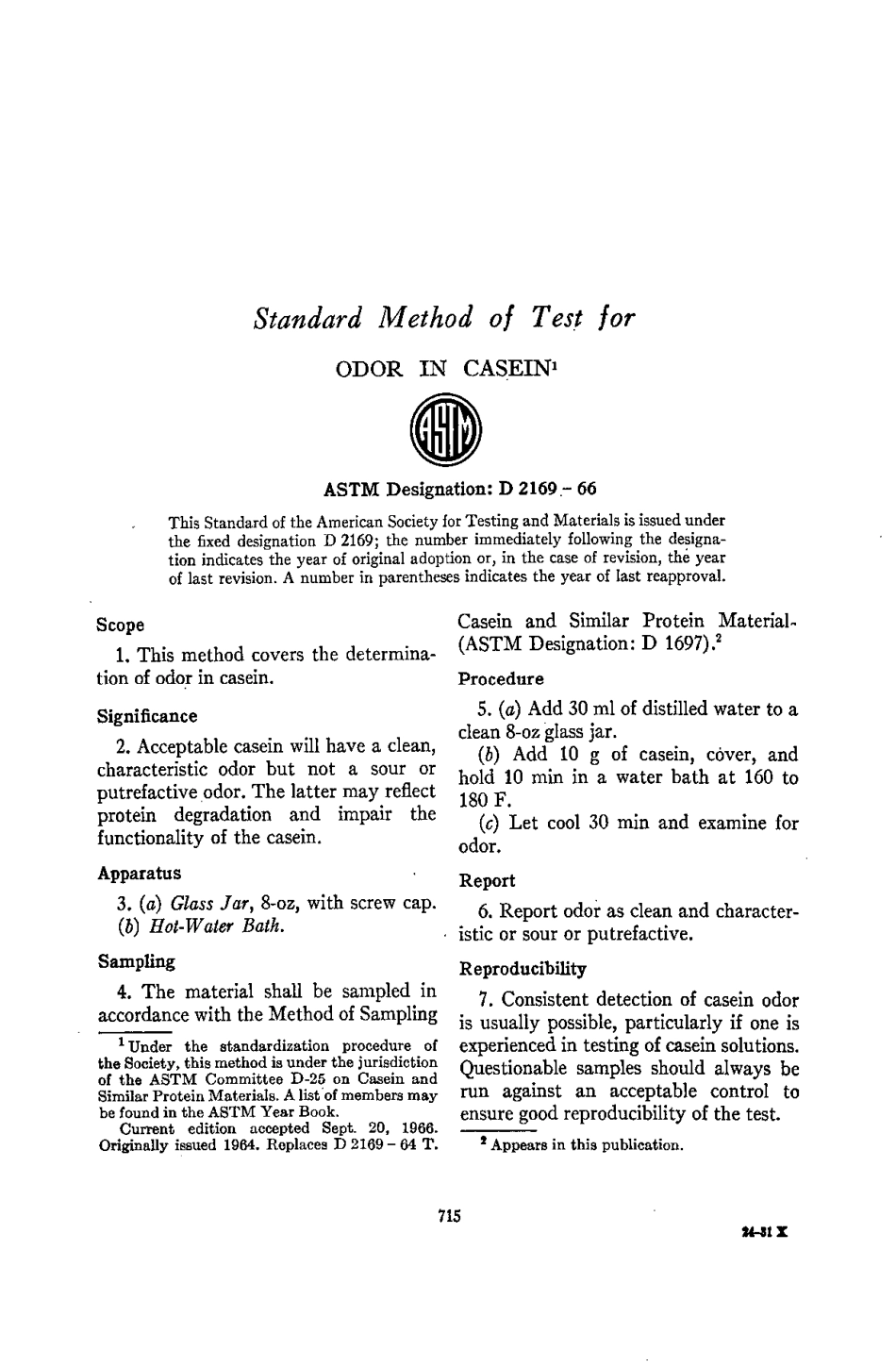 ASTM D2169 - 66 scan.pdf_第1页