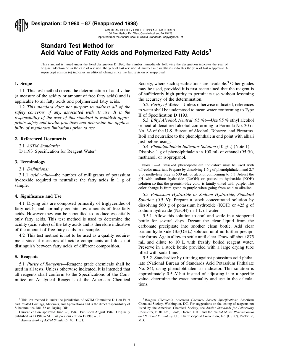 ASTM D1980 - 87 (1998).pdf_第1页