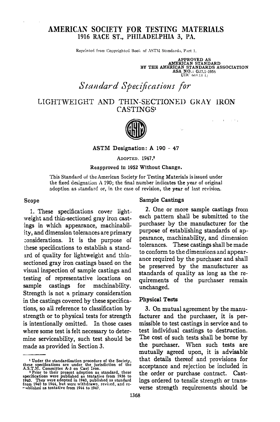 ASTM A190 - 47 (1952) scan.pdf_第1页