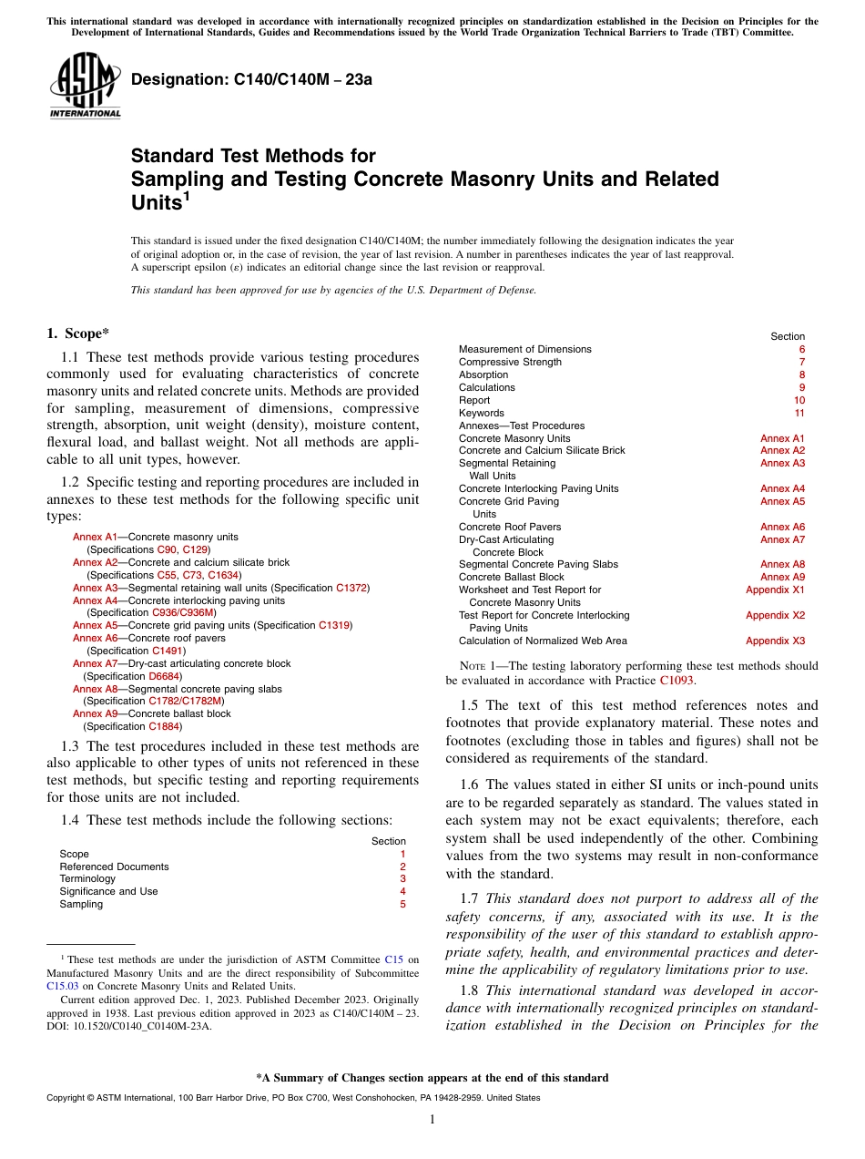 ASTM C140 - C 140M - 23a.pdf_第1页