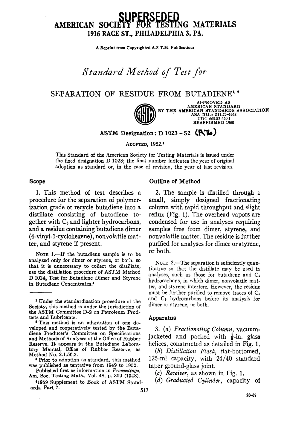 ASTM D1023 - 52 (1976) scan.pdf_第1页