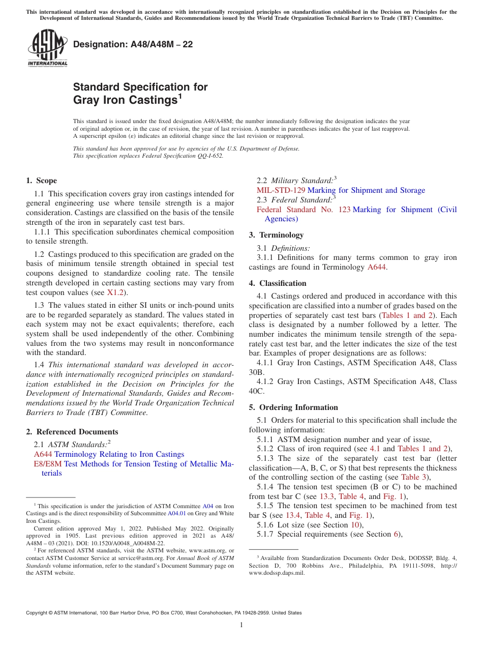 ASTM A48 - A 48M - 22.pdf_第1页