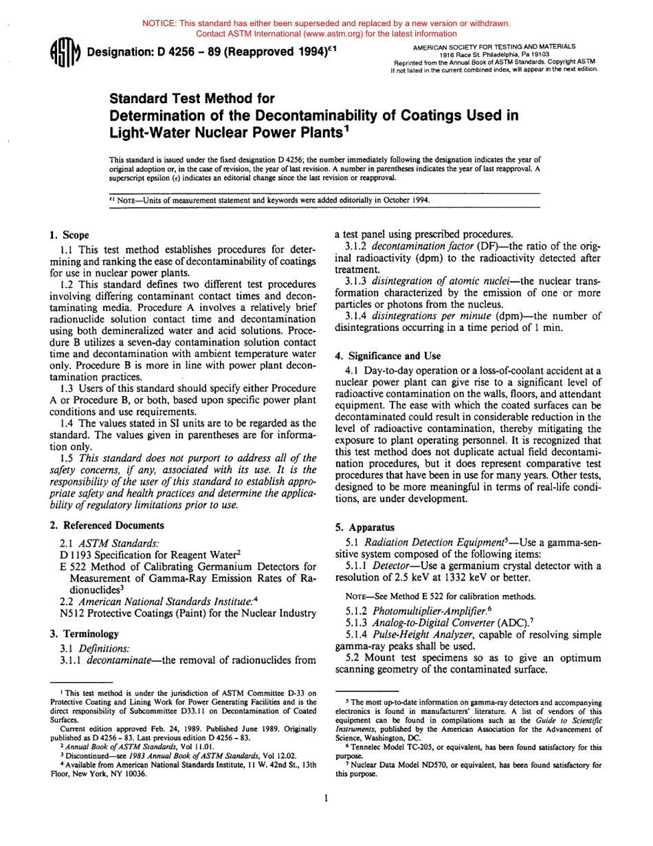 ASTM D4256 - 89 (1994)e1 scan.pdf_第1页