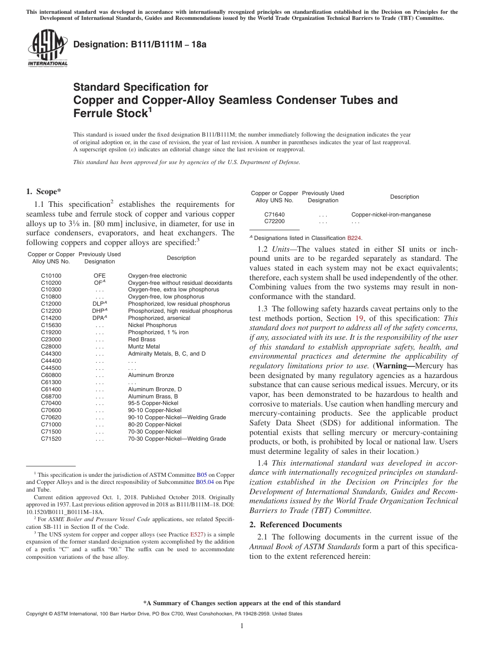 ASTM B111 - B 111M - 18a.pdf_第1页