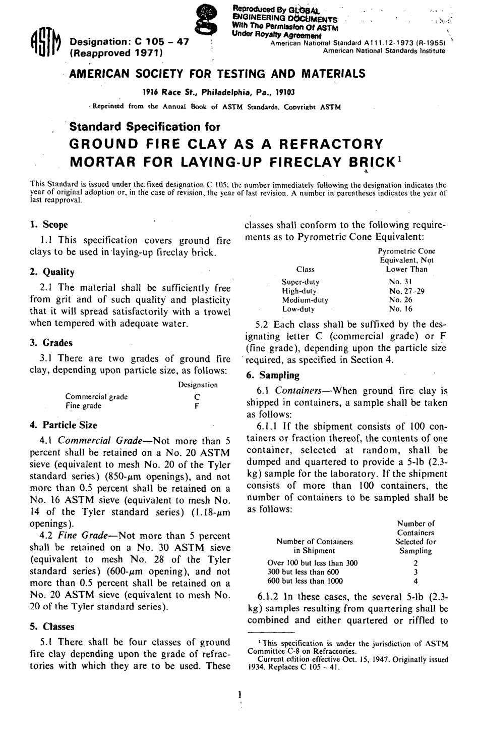ASTM C105 - 47 (1971) scan.pdf_第1页