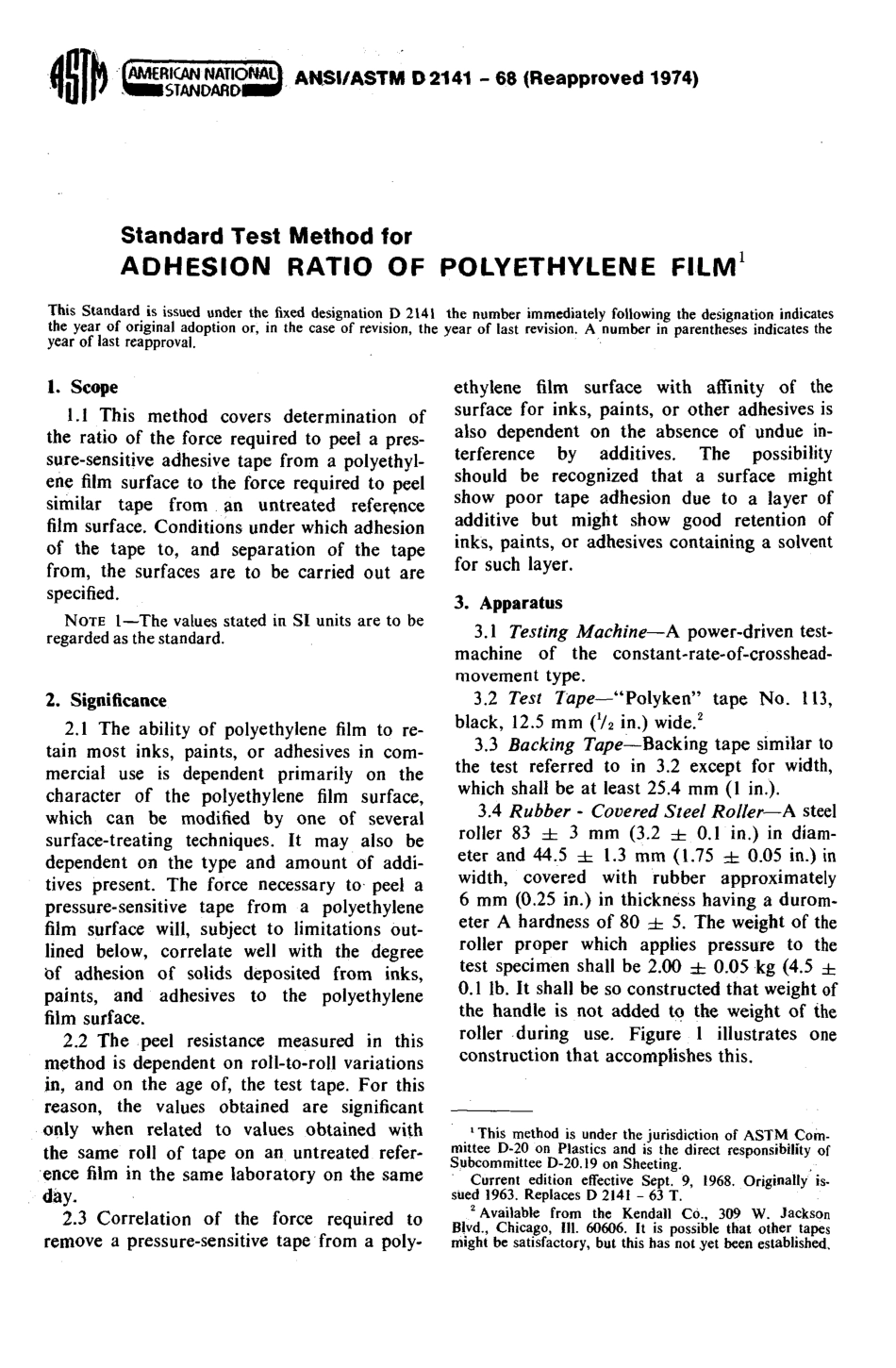 ASTM D2141 - 68 (1974) scan.pdf_第1页