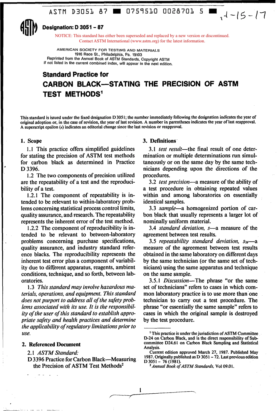 ASTM D3051 - 87 scan.pdf_第1页