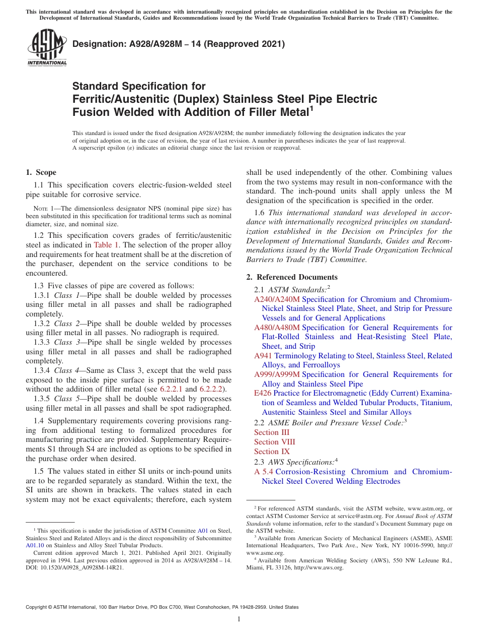 ASTM A928 - A 928M - 14 (2021).pdf_第1页