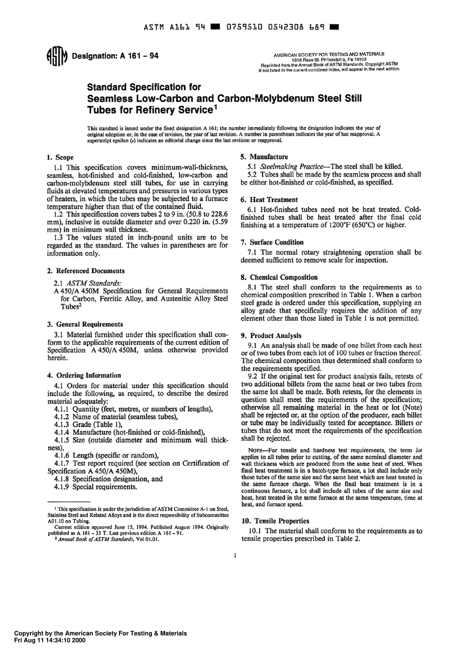 ASTM A161 - 94 scan.pdf_第1页