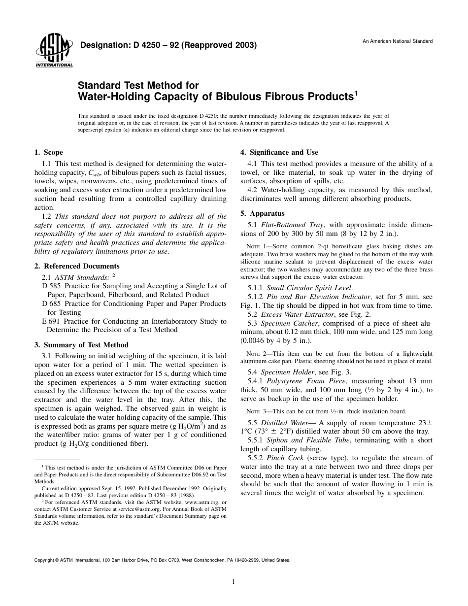 ASTM D4250 - 92 (2003).pdf_第1页