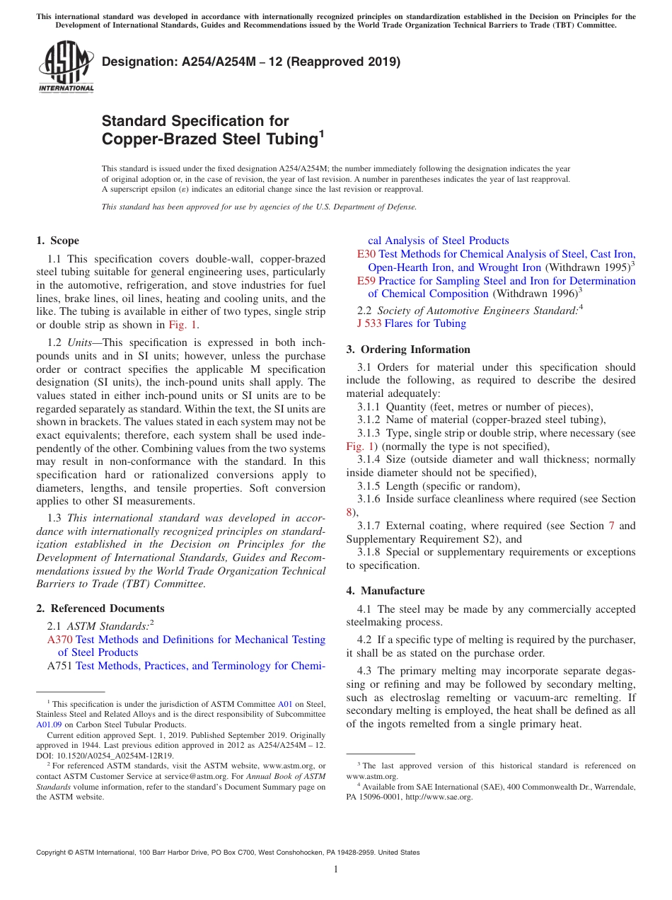 ASTM A254 - A 254M - 12 (2019).pdf_第1页