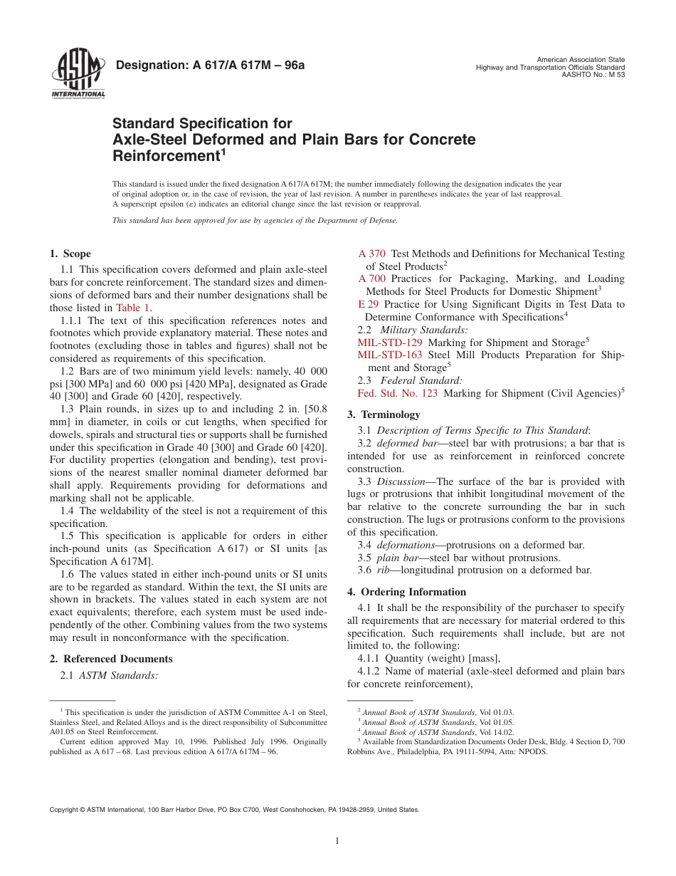 ASTM A617 - A 617M - 96a.pdf_第1页