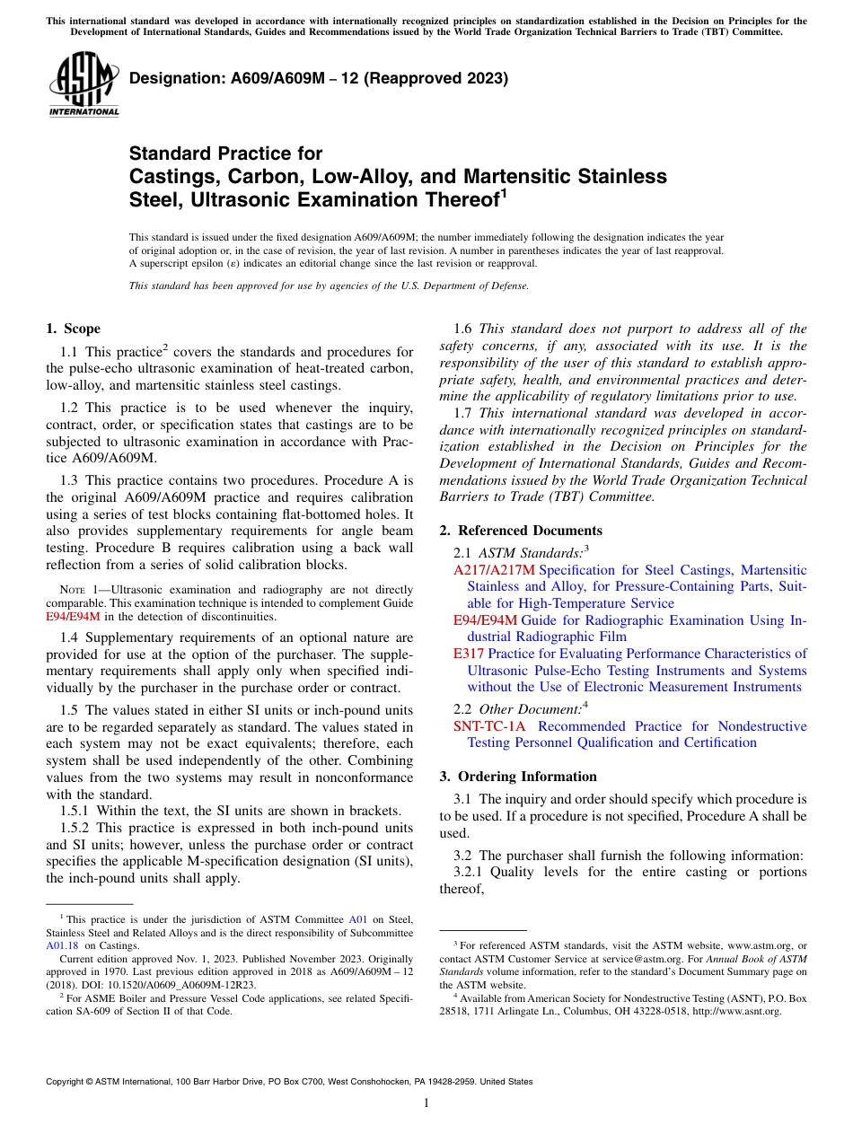 ASTM A609 - A 609M - 12 (2023).pdf_第1页