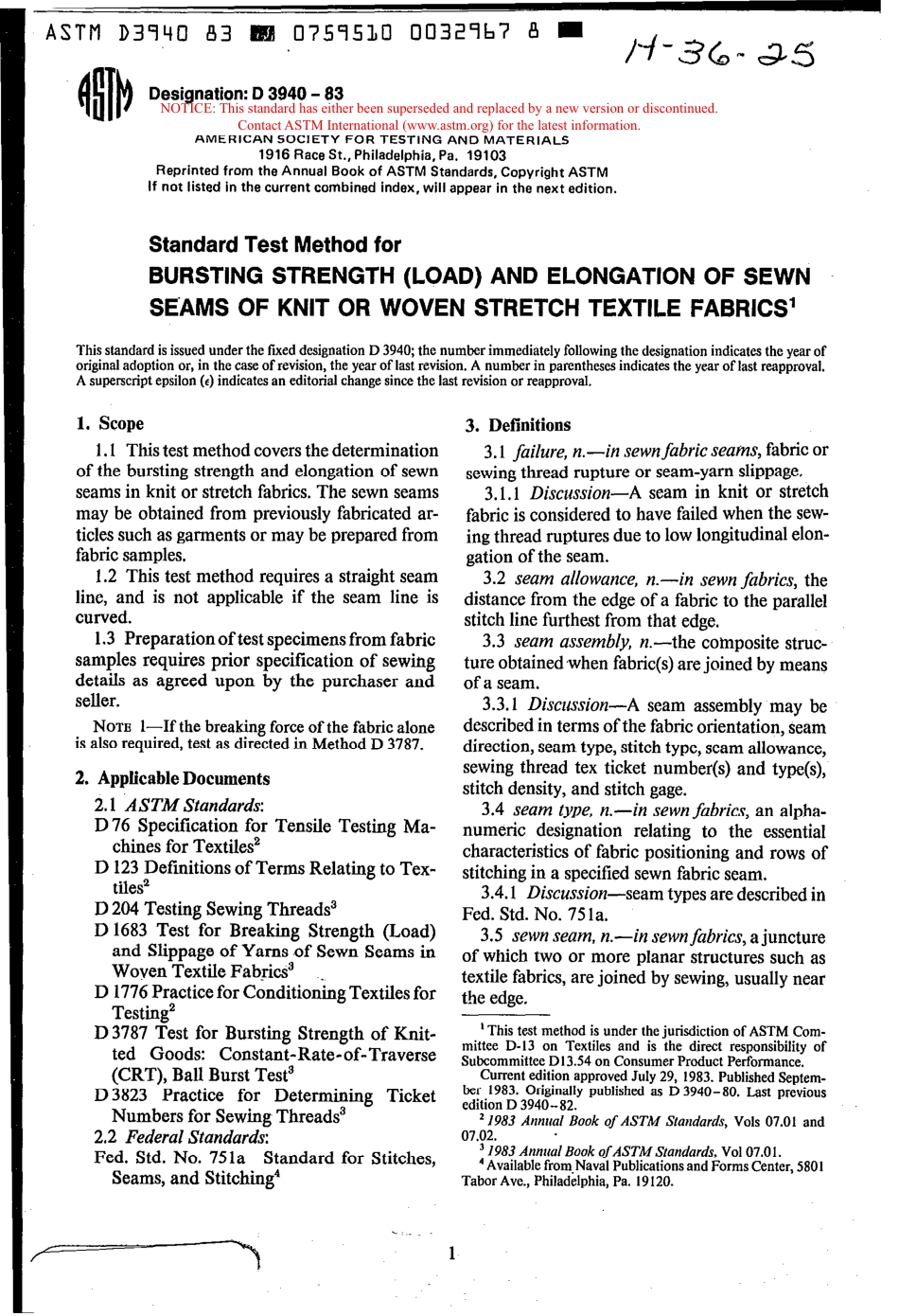 ASTM D3940 - 83 scan.pdf_第1页