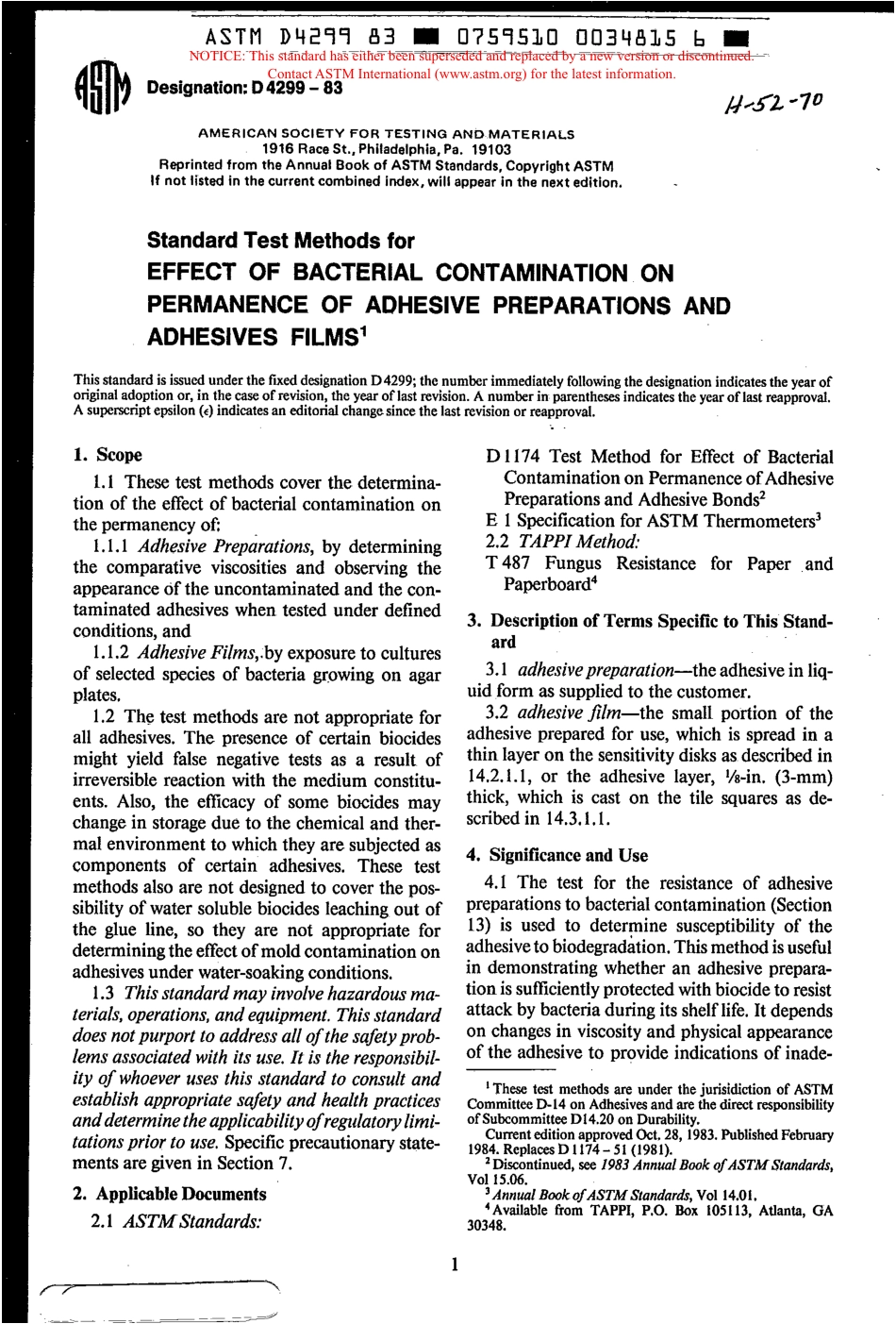 ASTM D4299 - 83 scan.pdf_第1页