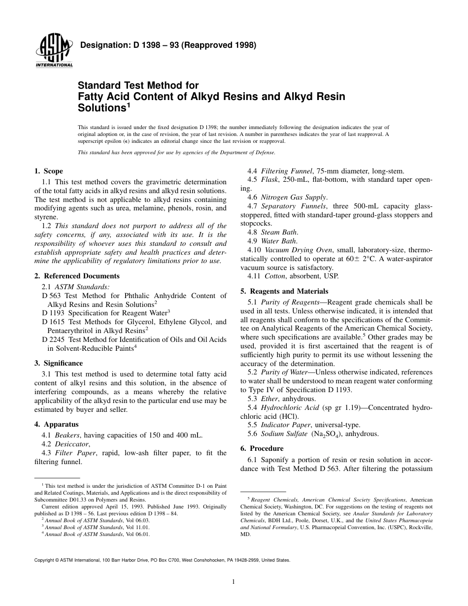 ASTM D1398 - 93 (1998).pdf_第1页