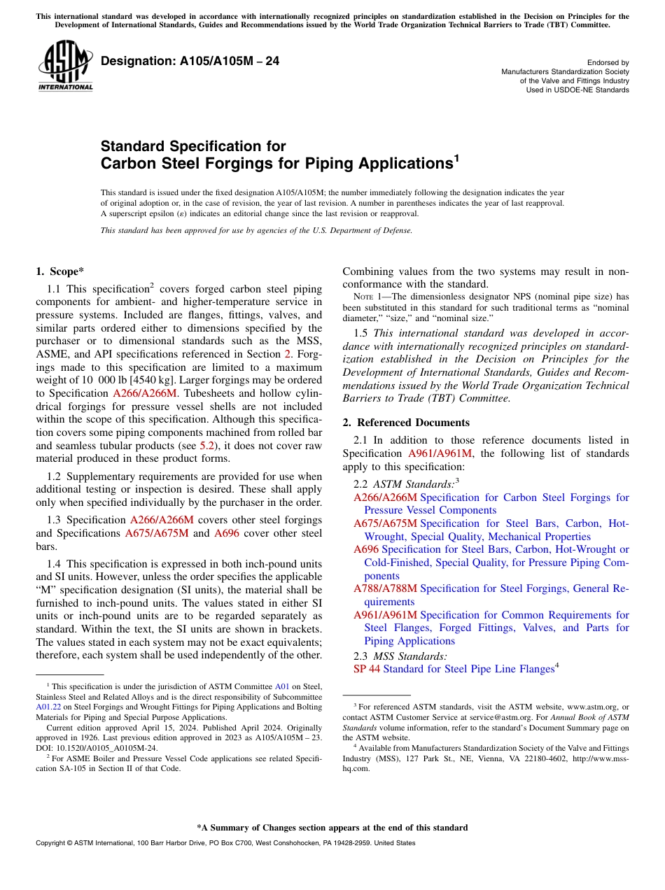ASTM A105 - A 105M - 24.pdf_第1页