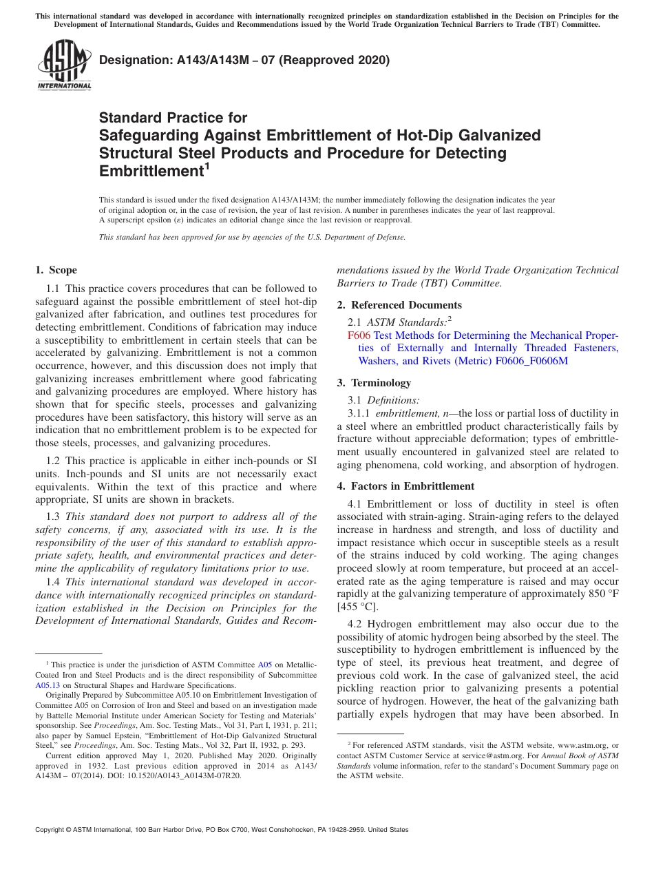 ASTM A143 - A 143M - 07 (2020).pdf_第1页