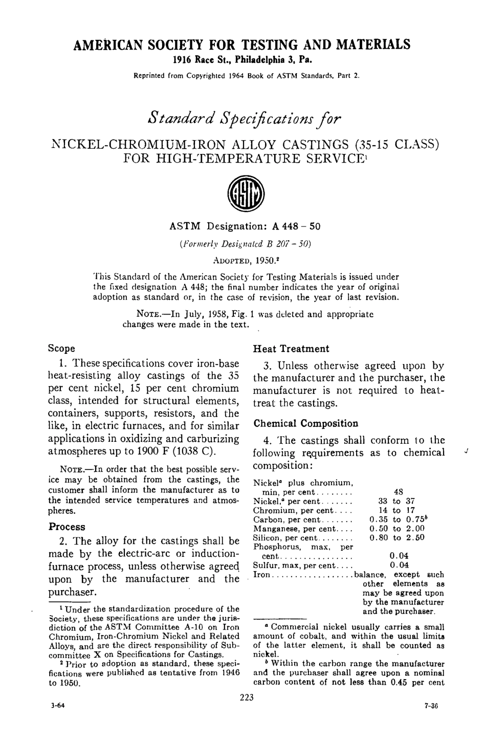 ASTM A448 - 50 (1958) scan.pdf_第1页