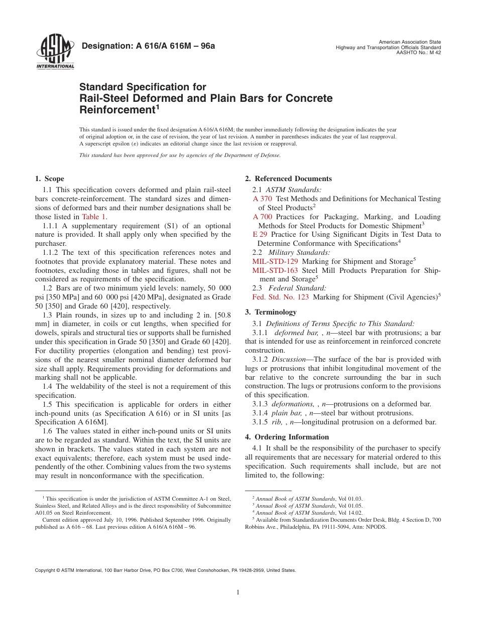ASTM A616 - A 616M - 96a.pdf_第1页