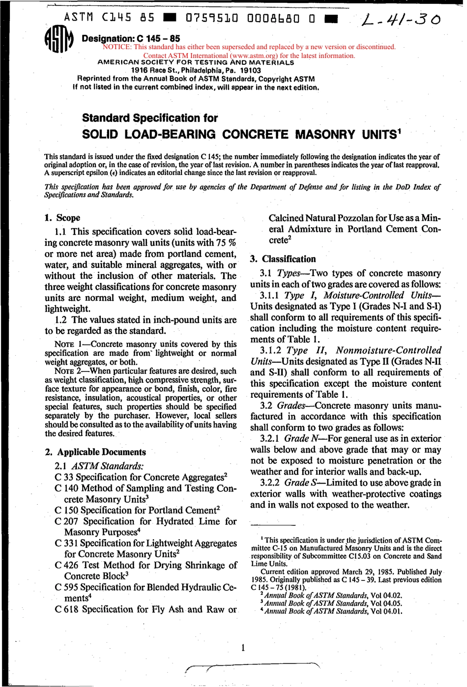 ASTM C145 - 85 scan.pdf_第1页
