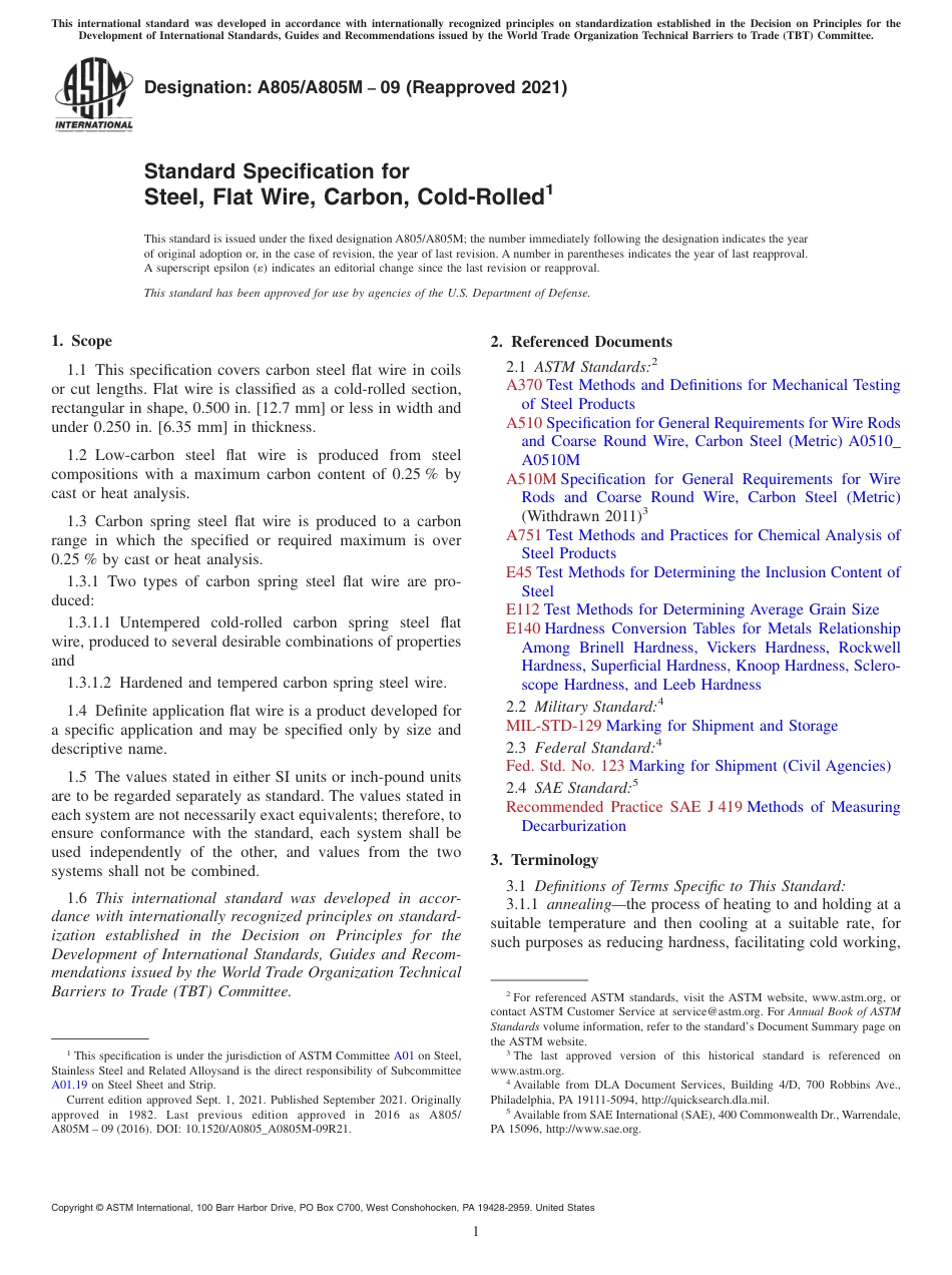 ASTM A805 - A 805M - 09 (2021).pdf_第1页