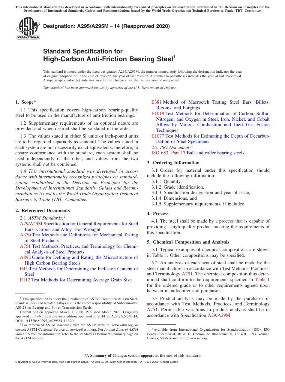 ASTM A295 - A 295M - 14 (2020).pdf_第1页