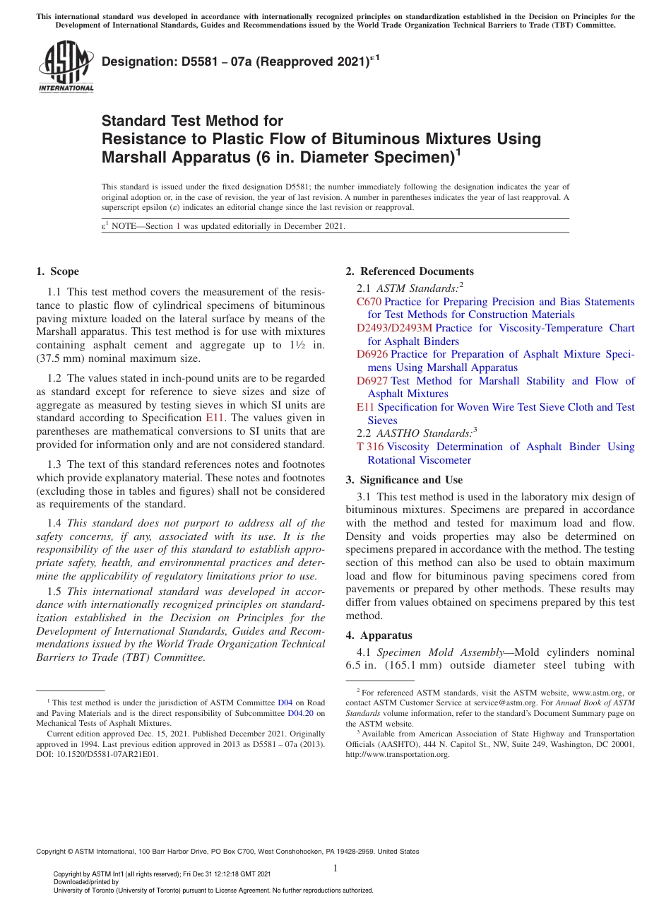 ASTM D5581 - 07a (2021)e1.pdf_第1页