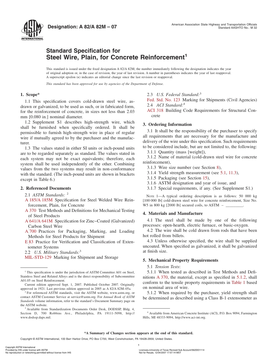 ASTM A82 - A 82M - 07.pdf_第1页