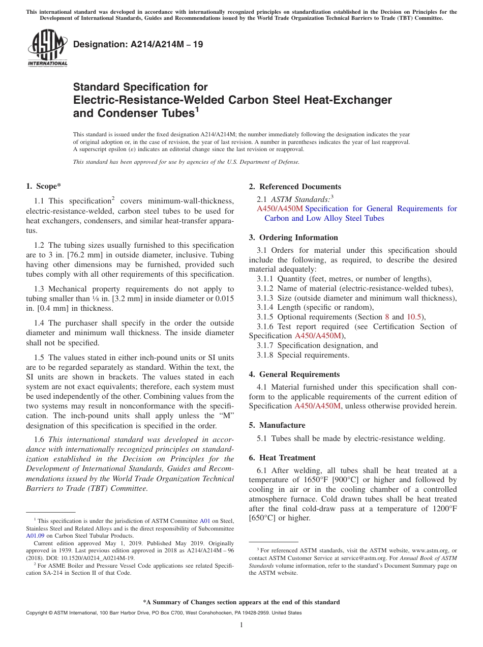 ASTM A214 - A 214M - 19.pdf_第1页