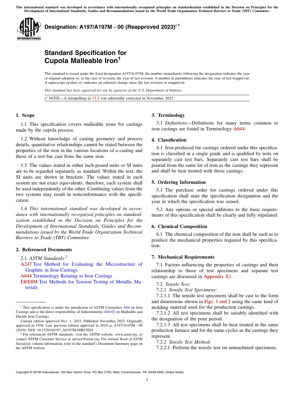 ASTM A197 - A 197M - 00 (2023)e1.pdf_第1页