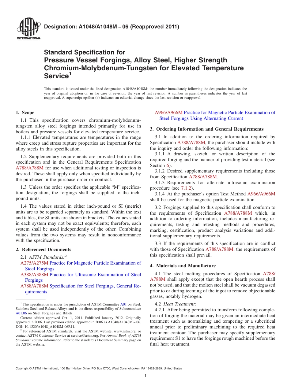 ASTM A1048 - A 1048M - 06 (2011).pdf_第1页