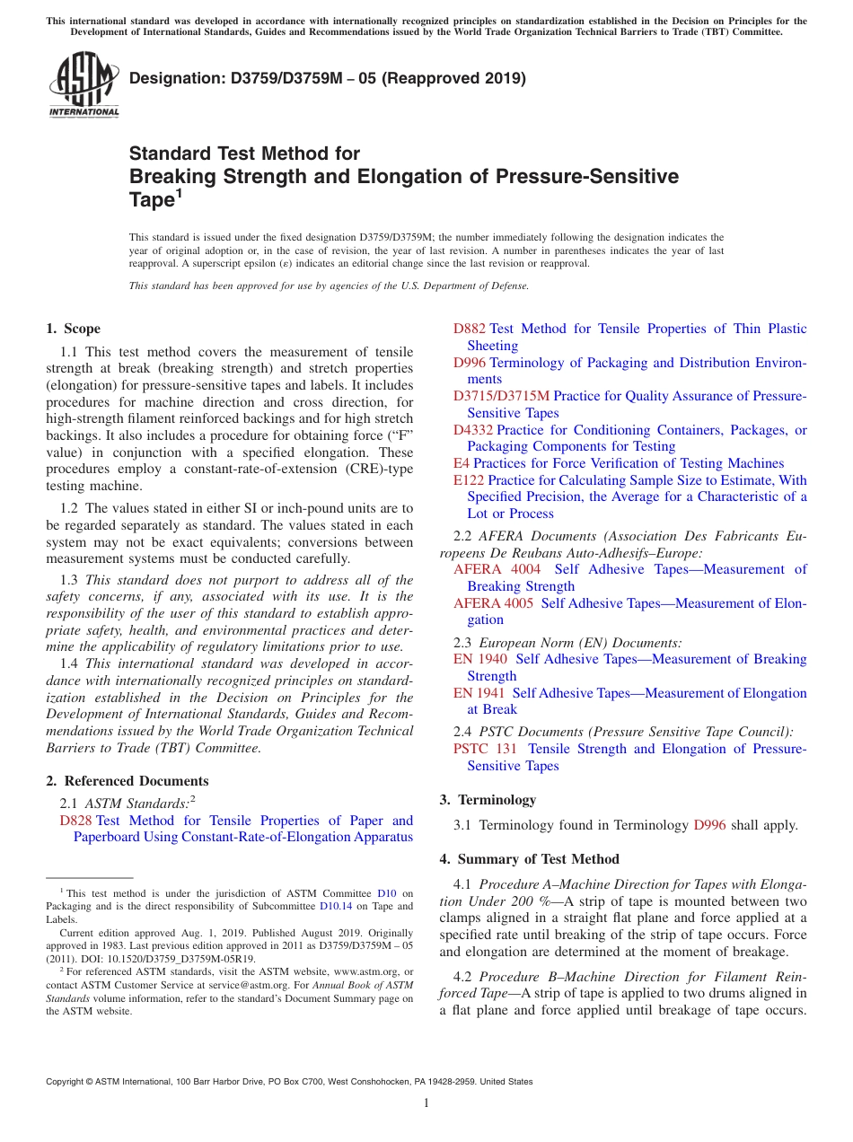 ASTM D3759 - D 3759M - 05 (2019).pdf_第1页