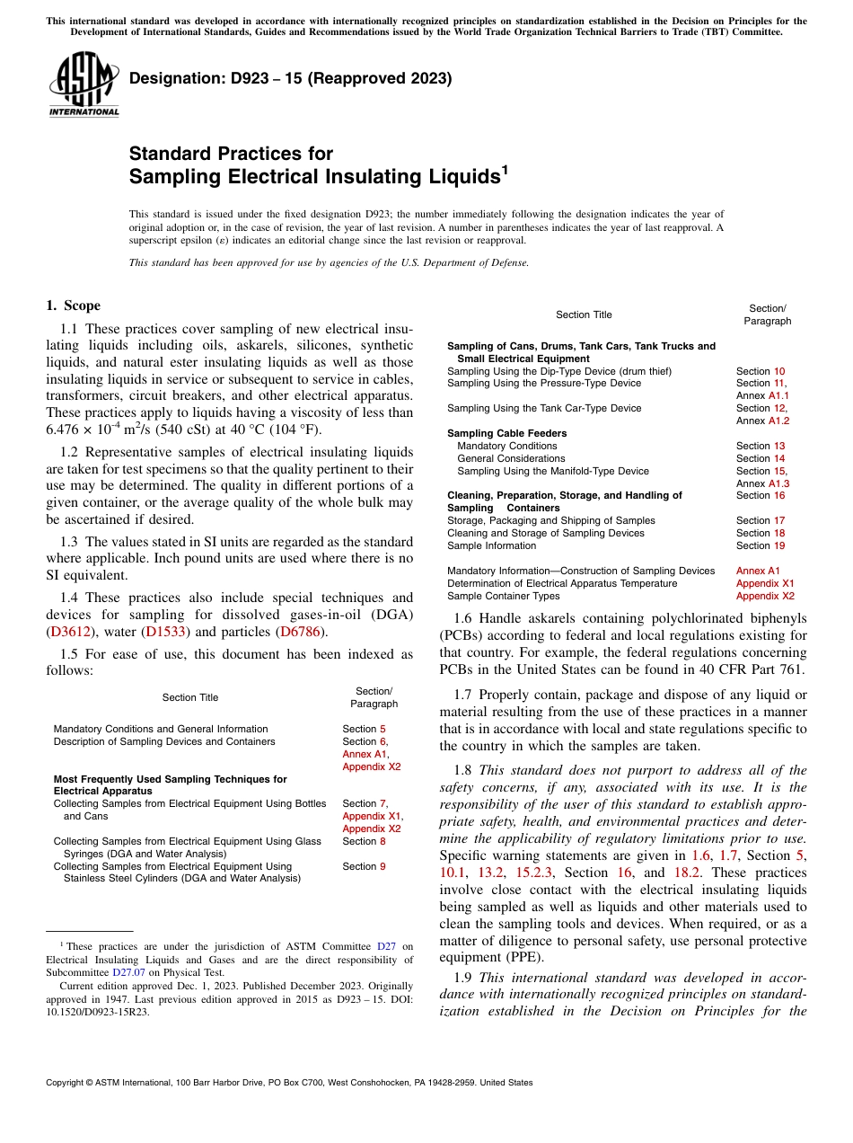 ASTM D923 - 15 (2023).pdf_第1页