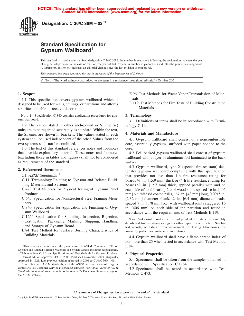 ASTM C36 - C 36M - 03e1.pdf_第1页