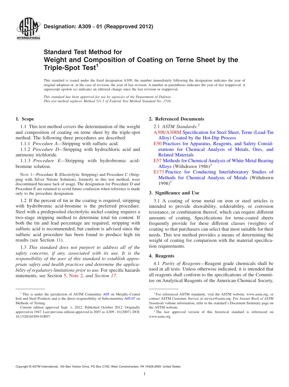 ASTM A309 - 01 (2012).pdf_第1页
