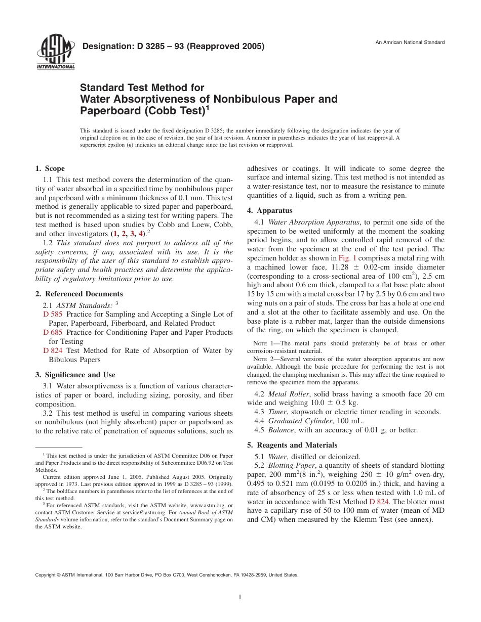 ASTM D3285 - 93 (2005).pdf_第1页
