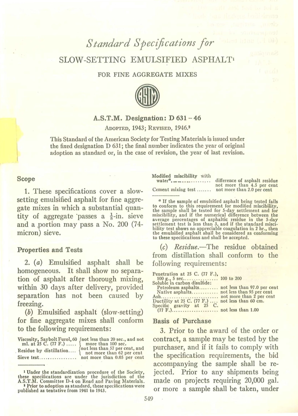 ASTM D631 - 46 scan.pdf_第1页